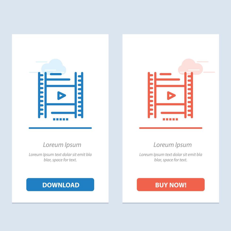Videounterricht Film Bildung Blau und Rot Jetzt herunterladen und kaufen Web-Widget-Kartenvorlage vektor