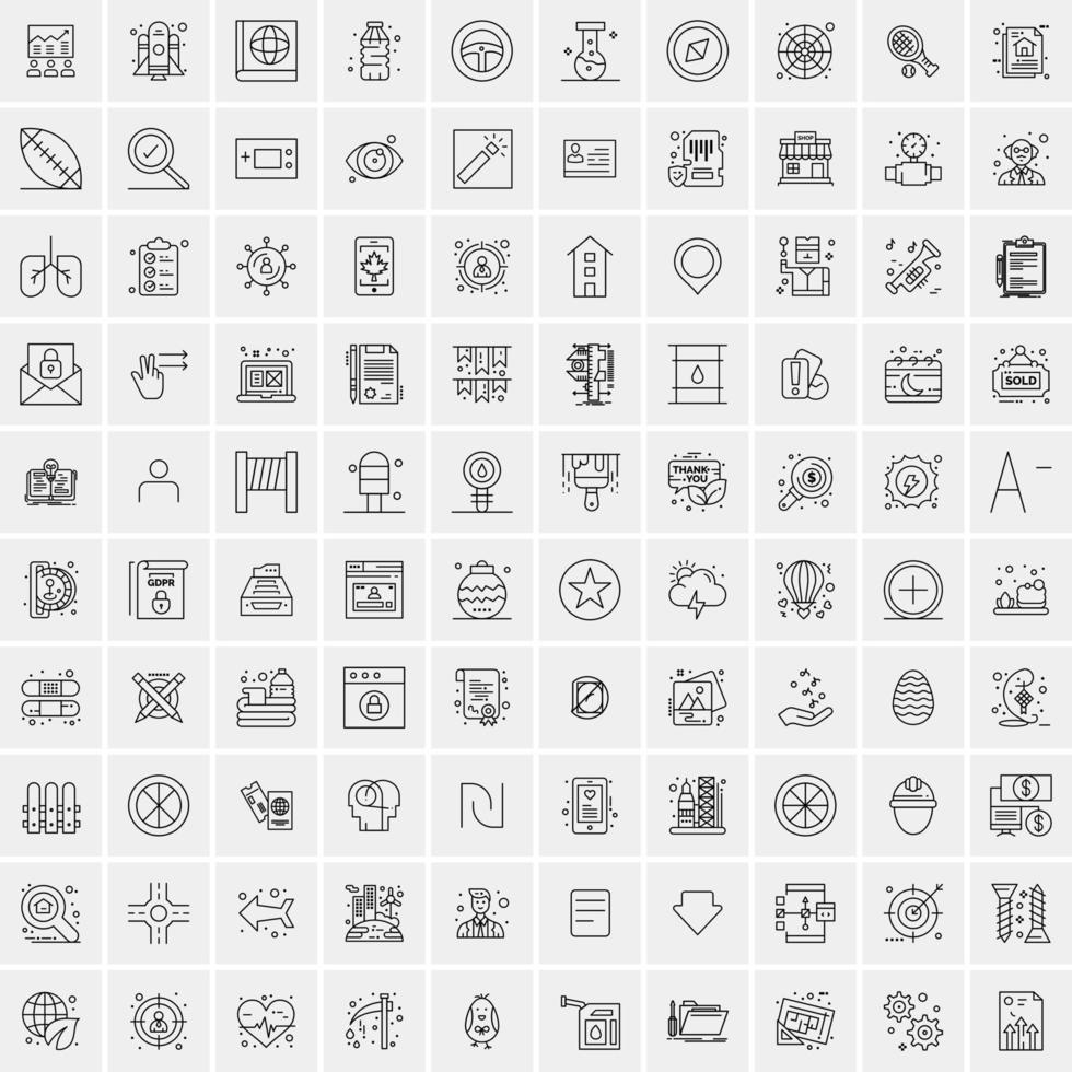 uppsättning av 100 kreativ företag linje ikoner vektor
