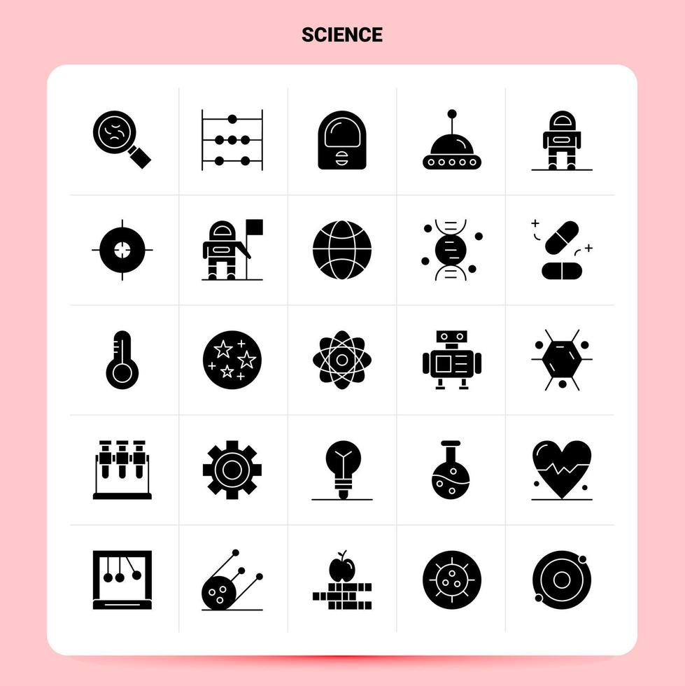 solide 25 Wissenschaft Icon Set Vektor Glyphe Stil Design schwarze Icons Set Web und mobile Geschäftsideen Design Vektor Illustration