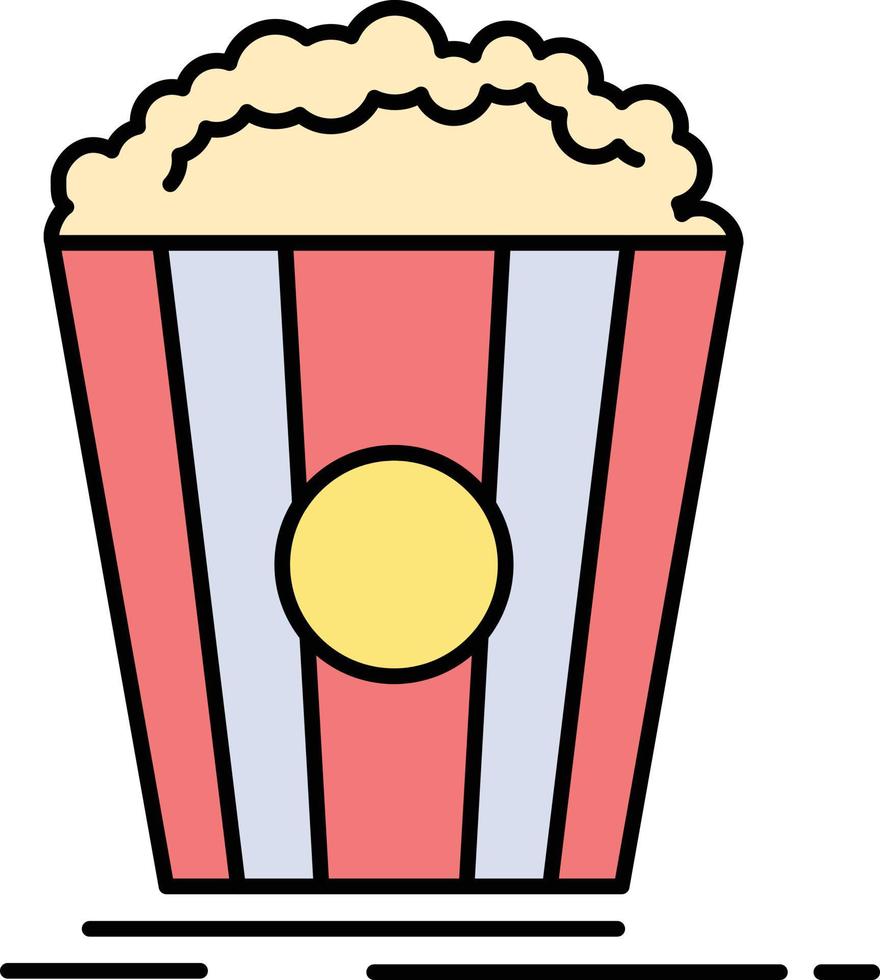 popcorn teater film mellanmål platt Färg ikon vektor ikon baner mall