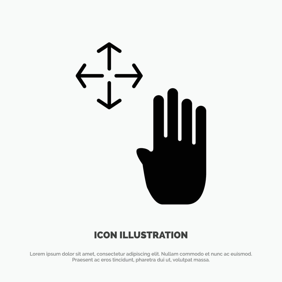 Hand Hand-Cursor nach oben Halten Sie den soliden Glyphen-Symbolvektor vektor