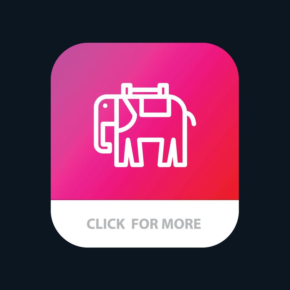 afrika djur- elefant indisk mobil app knapp android och ios linje version vektor
