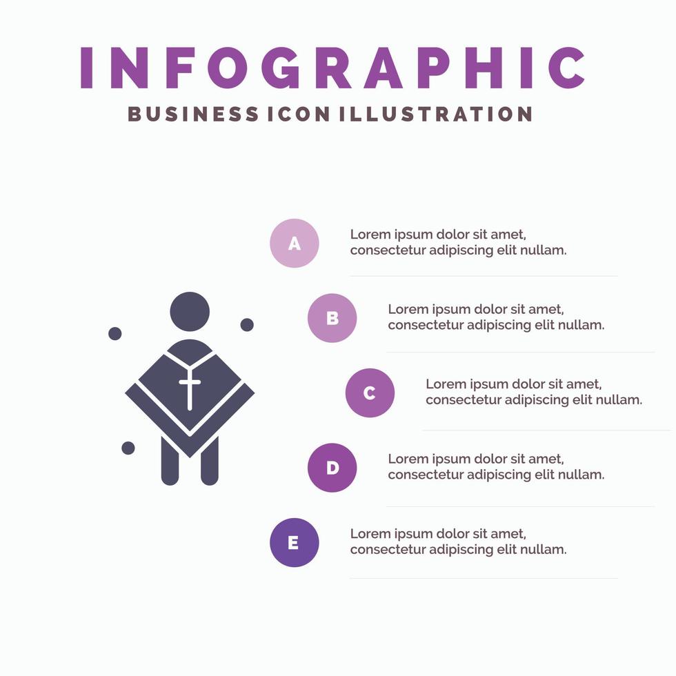 christliche kirche männlich mann prediger solide symbol infografiken 5 schritte präsentation hintergrund vektor