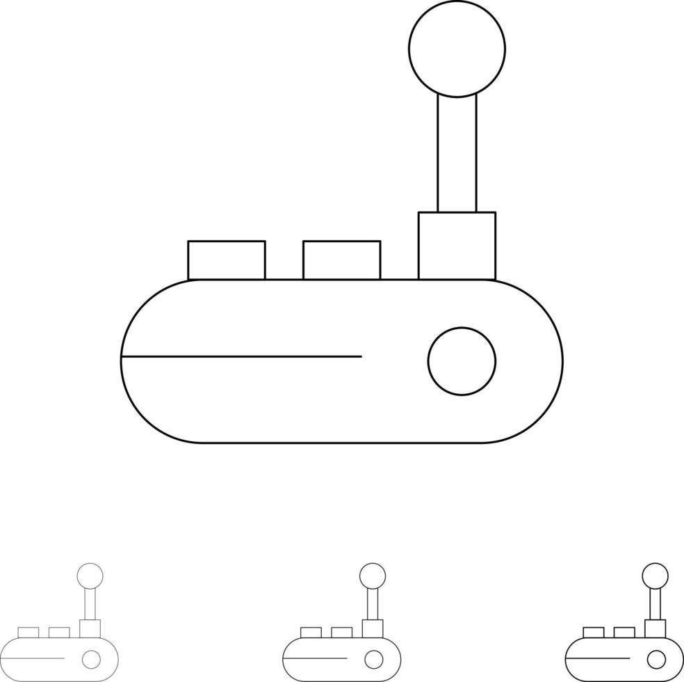 Controller Joy Pad Joy Stick Joy Pad Symbolsatz mit fetten und dünnen schwarzen Linien vektor