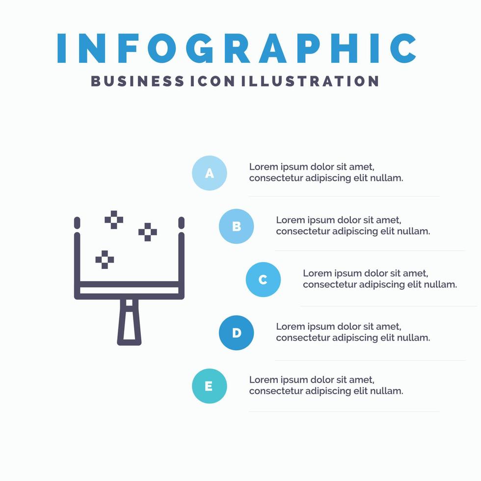 Besen Kehrschaufel Sweep Liniensymbol mit 5 Schritten Präsentation Infografiken Hintergrund vektor