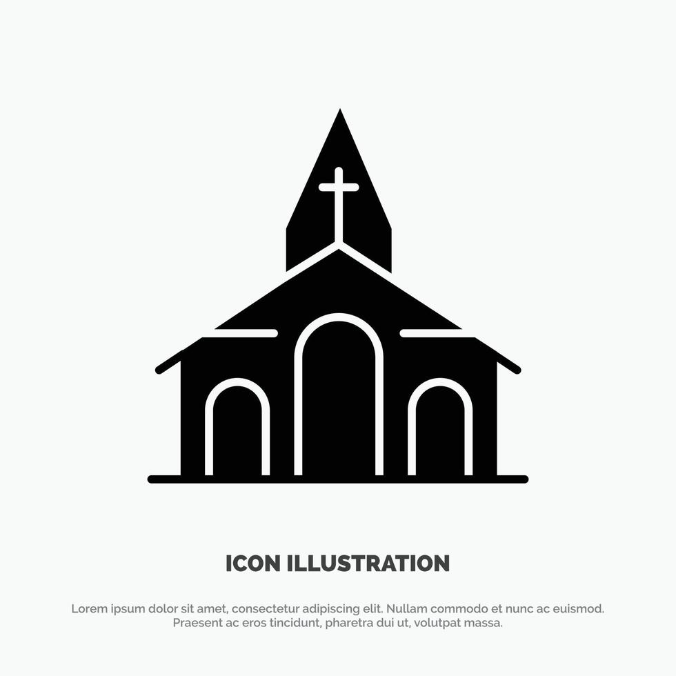 byggnad jul kyrka vår fast glyf ikon vektor