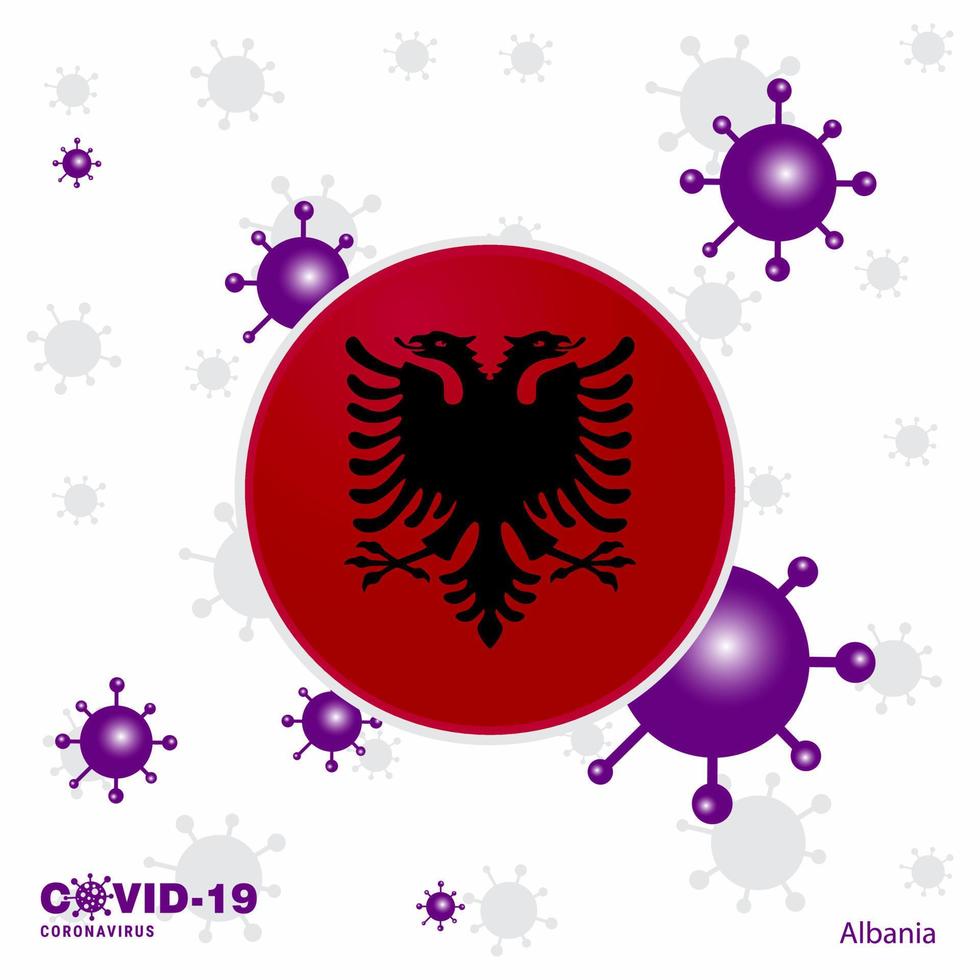 be för albania covid19 coronavirus typografi flagga stanna kvar Hem stanna kvar friska ta vård av din egen hälsa vektor