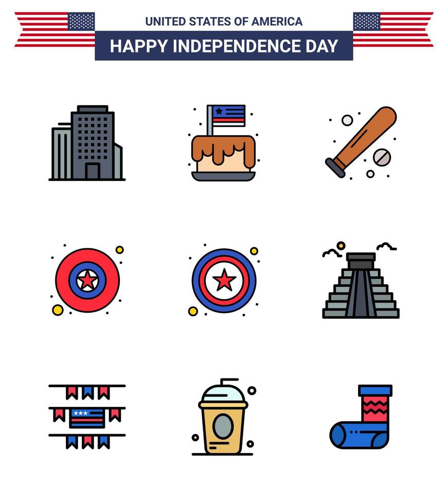 9 kreativ USA ikoner modern oberoende tecken och 4:e juli symboler av stjärna stjärna boll militär USA redigerbar USA dag vektor design element