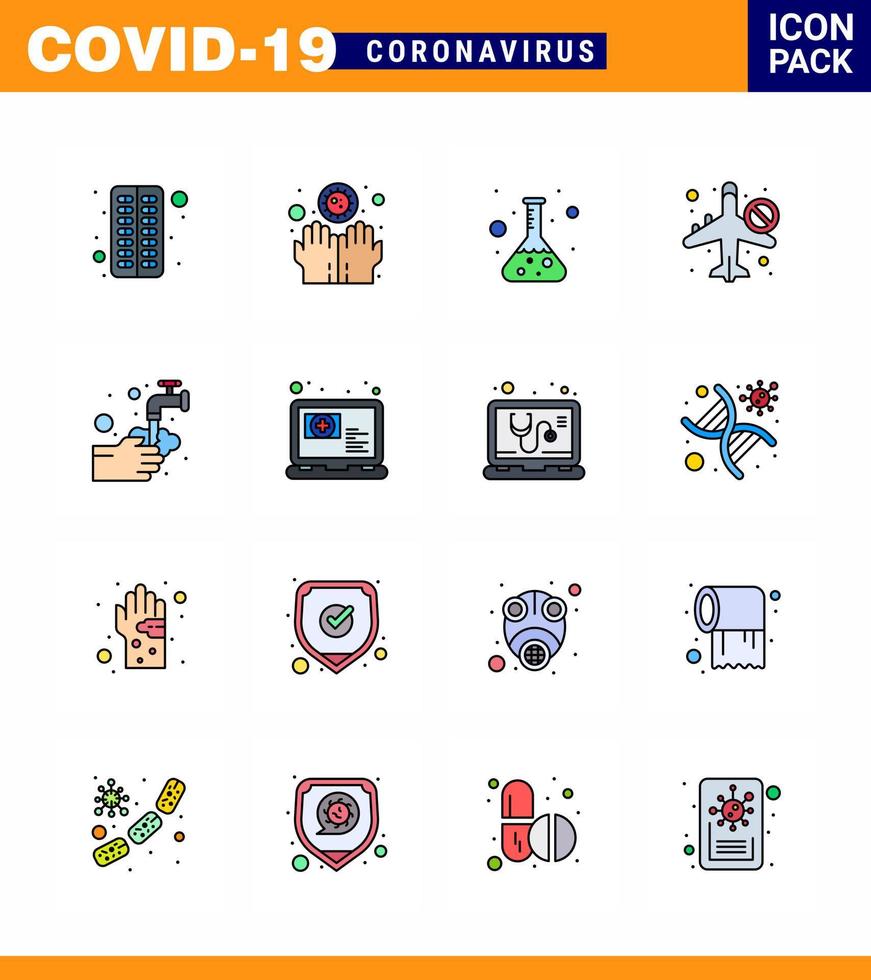 korona virus förebyggande covid19 tips till undvika skada 16 platt Färg fylld linje ikon för presentation händer inte tillåta flaska förbjudna infraröd viral coronavirus 2019 nov sjukdom vektor design element