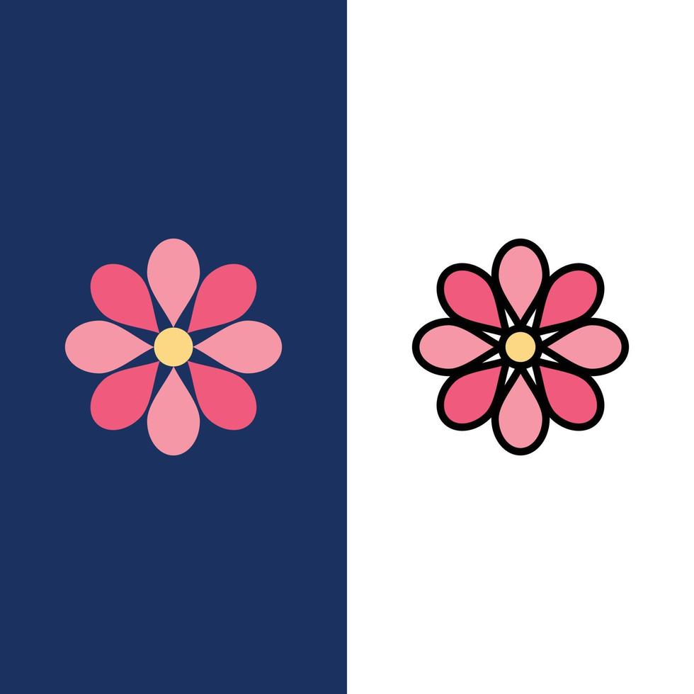 blomma dekoration påsk blomma växt ikoner platt och linje fylld ikon uppsättning vektor blå bakgrund