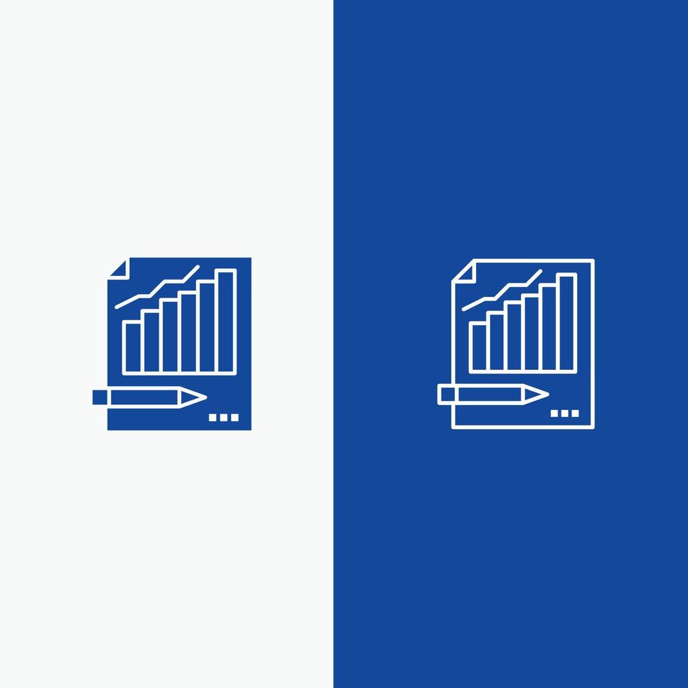 Statistik Analyse Analytik Business Chart Graph Marktlinie und Glyphe solides Symbol blaues Banner Linie und Glyphe solides Symbol blaues Banner vektor