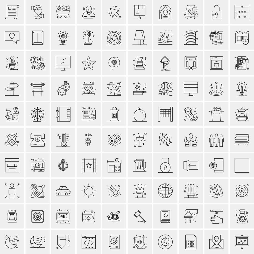 uppsättning av 100 kreativ företag linje ikoner vektor