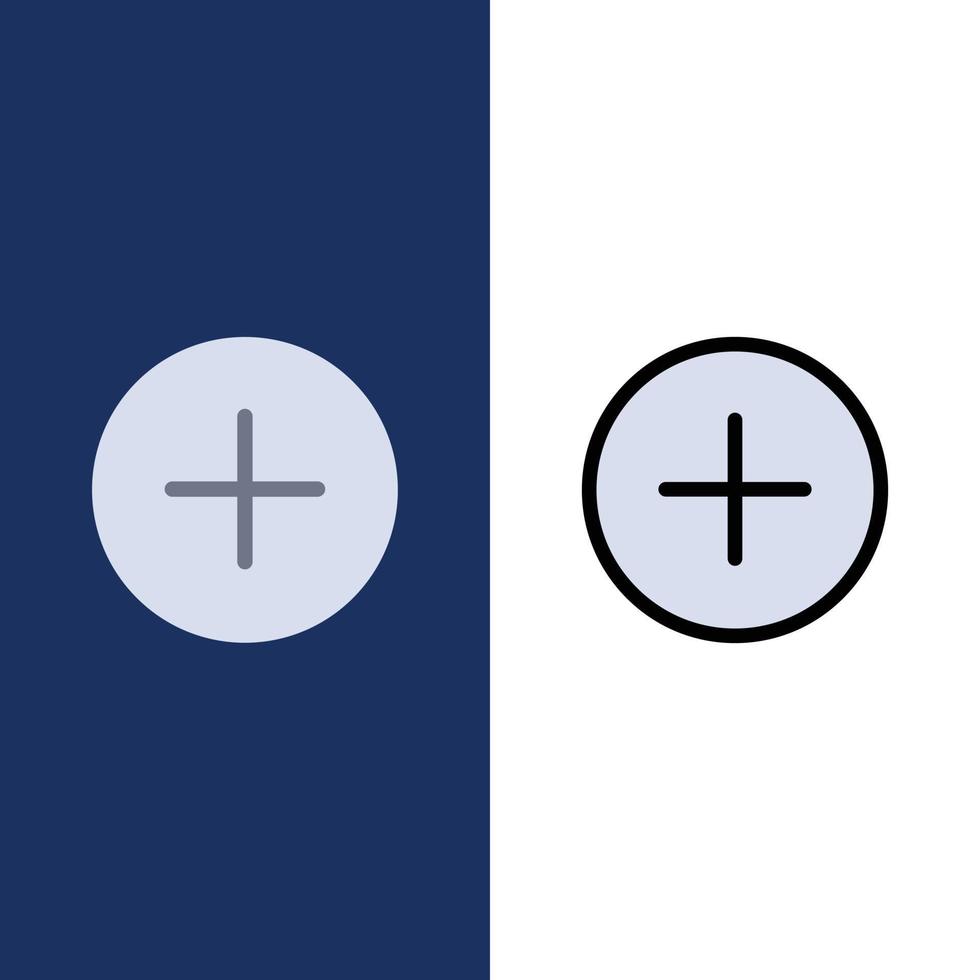 Twitter Kontaktsymbole hinzufügen flach und Linie gefüllt Icon Set Vektor blauen Hintergrund