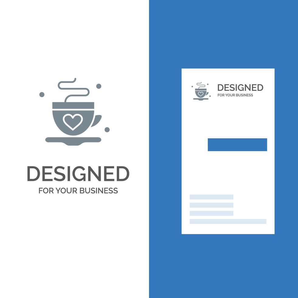kopp kaffe te kärlek grå logotyp design och företag kort mall vektor