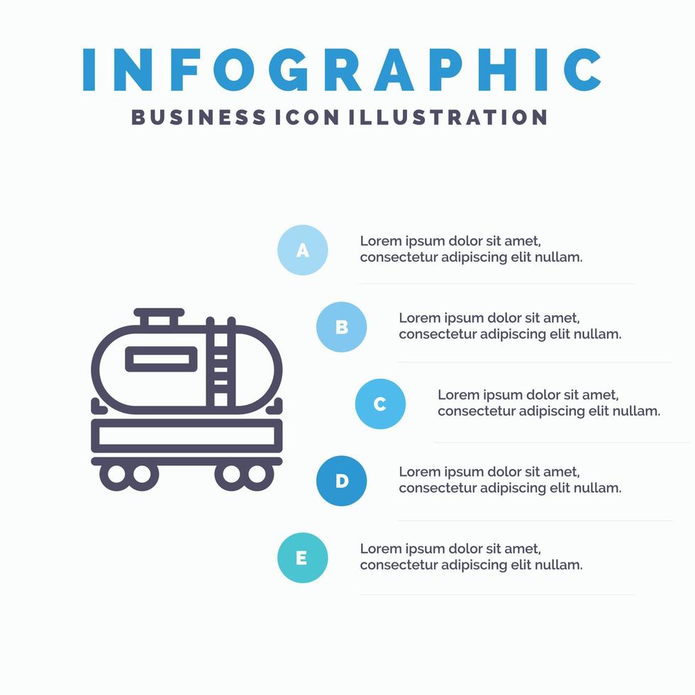 lastbil dumper olja konstruktion linje ikon med 5 steg presentation infographics bakgrund vektor