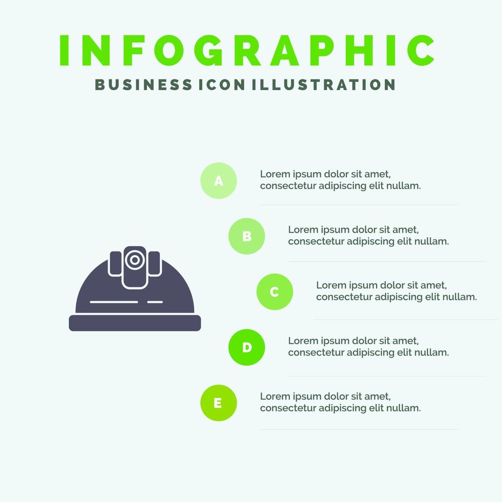 Helm Ingenieur Hochbau solide Symbol Infografiken 5 Schritte Präsentationshintergrund vektor