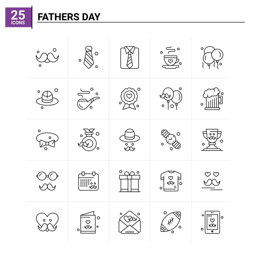 25 Väter Tag Icon Set Vektor Hintergrund