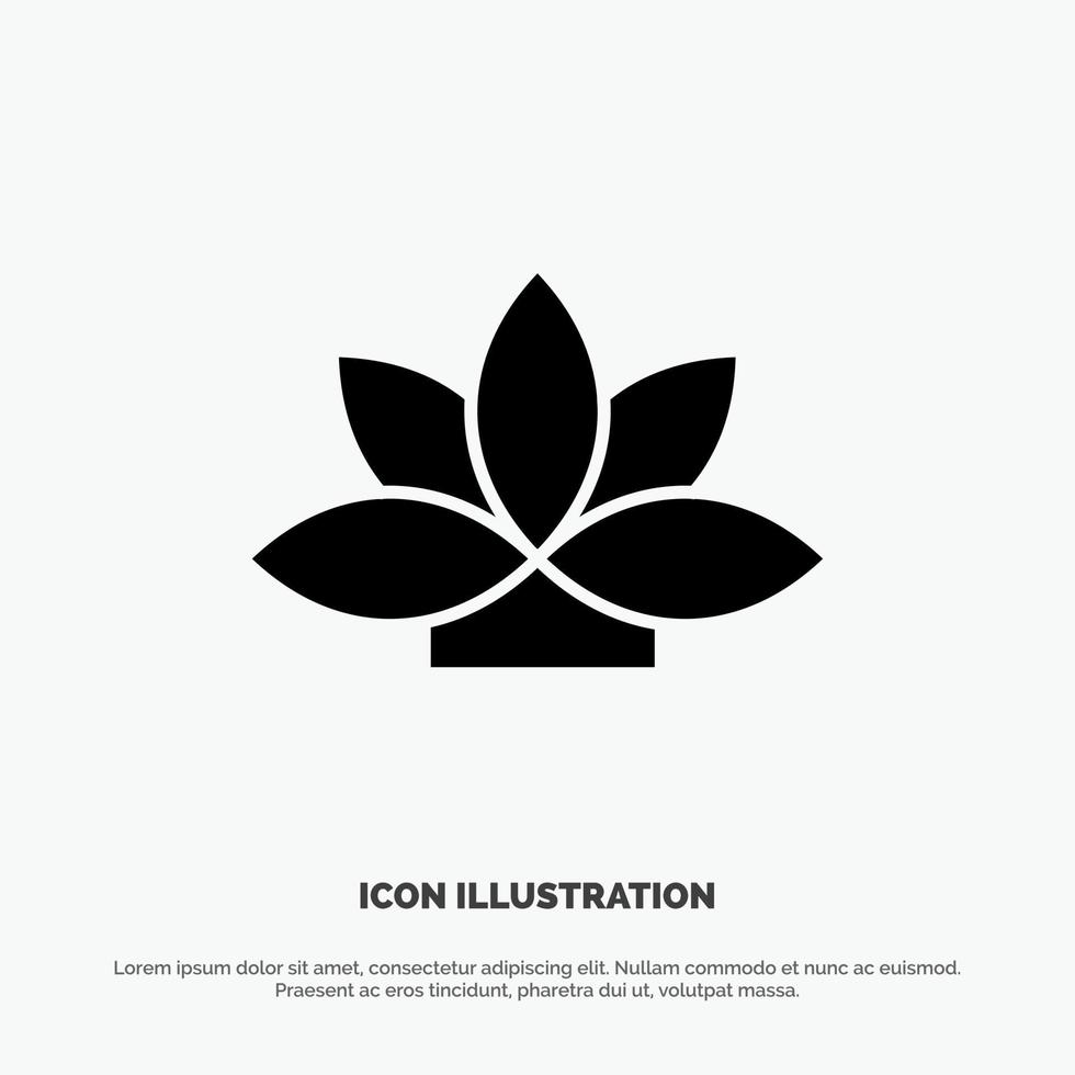 blomma Indien lotus växt fast glyf ikon vektor