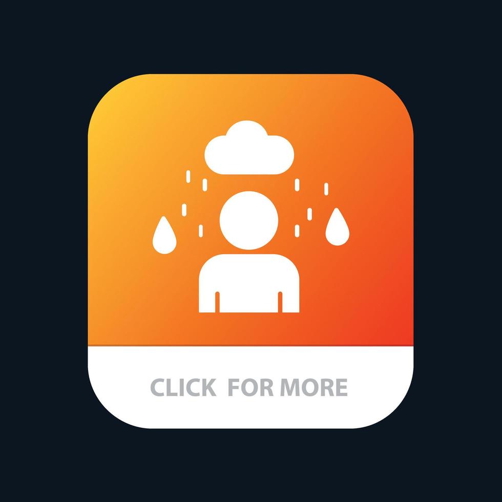 man cloud rainy mobile app button android- und ios-glyphenversion vektor