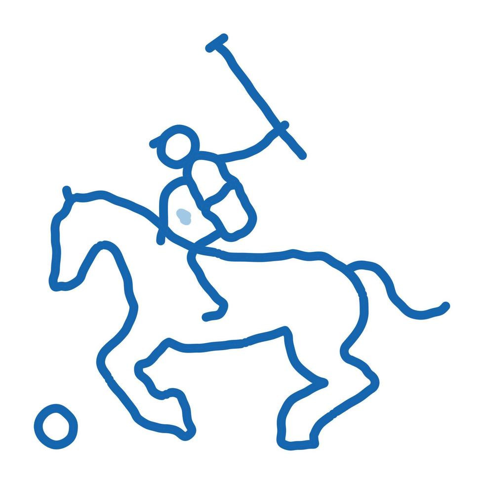 Pferdesport-Polo-Doodle-Symbol handgezeichnete Illustration vektor