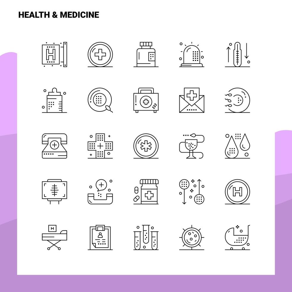 uppsättning av hälsa medicin linje ikon uppsättning 25 ikoner vektor minimalism stil design svart ikoner uppsättning linjär piktogram packa