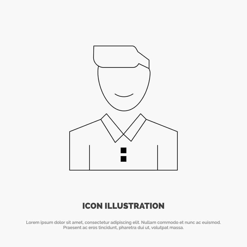 avatar client gesicht glücklicher mann person benutzer linie symbol vektor