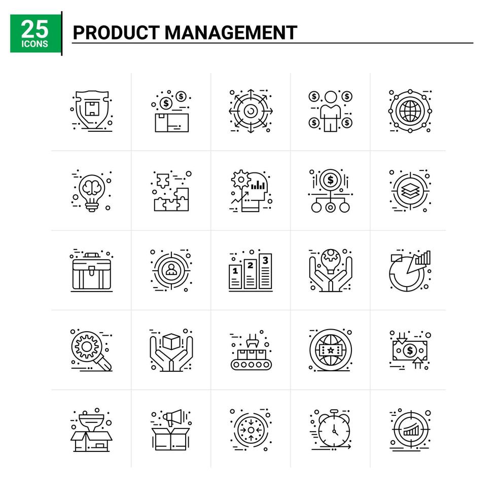 25 produkt förvaltning ikon uppsättning vektor bakgrund