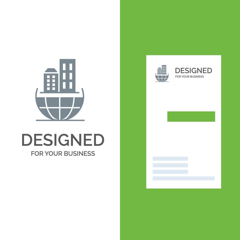 globales organisationsarchitekturgeschäft nachhaltiges graues logodesign und visitenkartenvorlage vektor