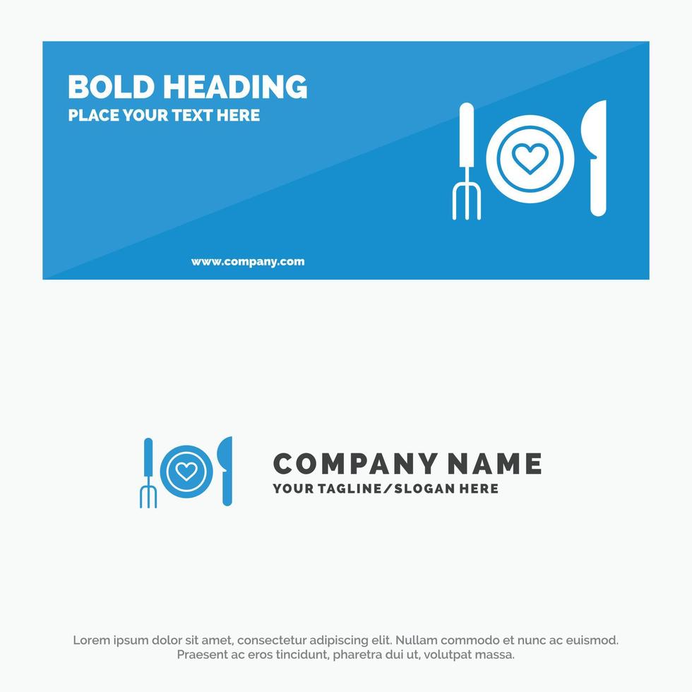 Abendessen romantisches Essen Datum Paar solide Symbol Website Banner und Business-Logo-Vorlage vektor