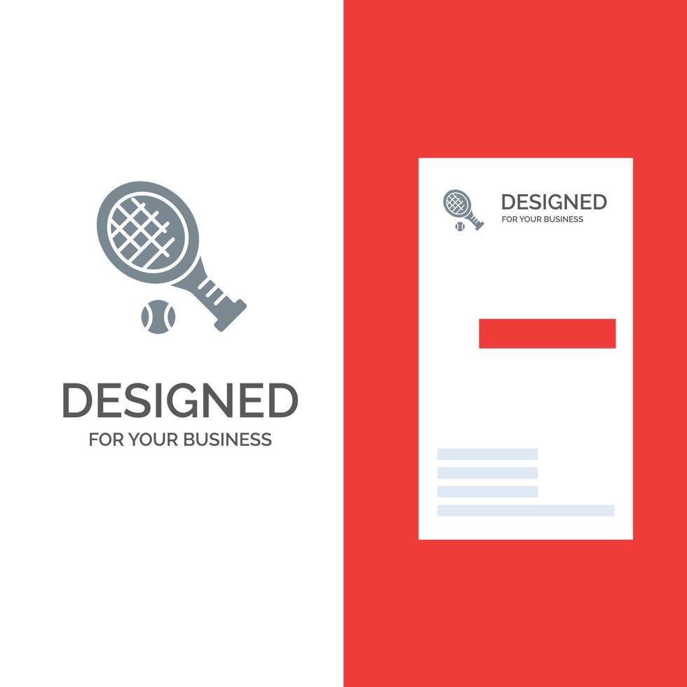 Ballschläger-Tennissport graues Logo-Design und Visitenkartenvorlage vektor