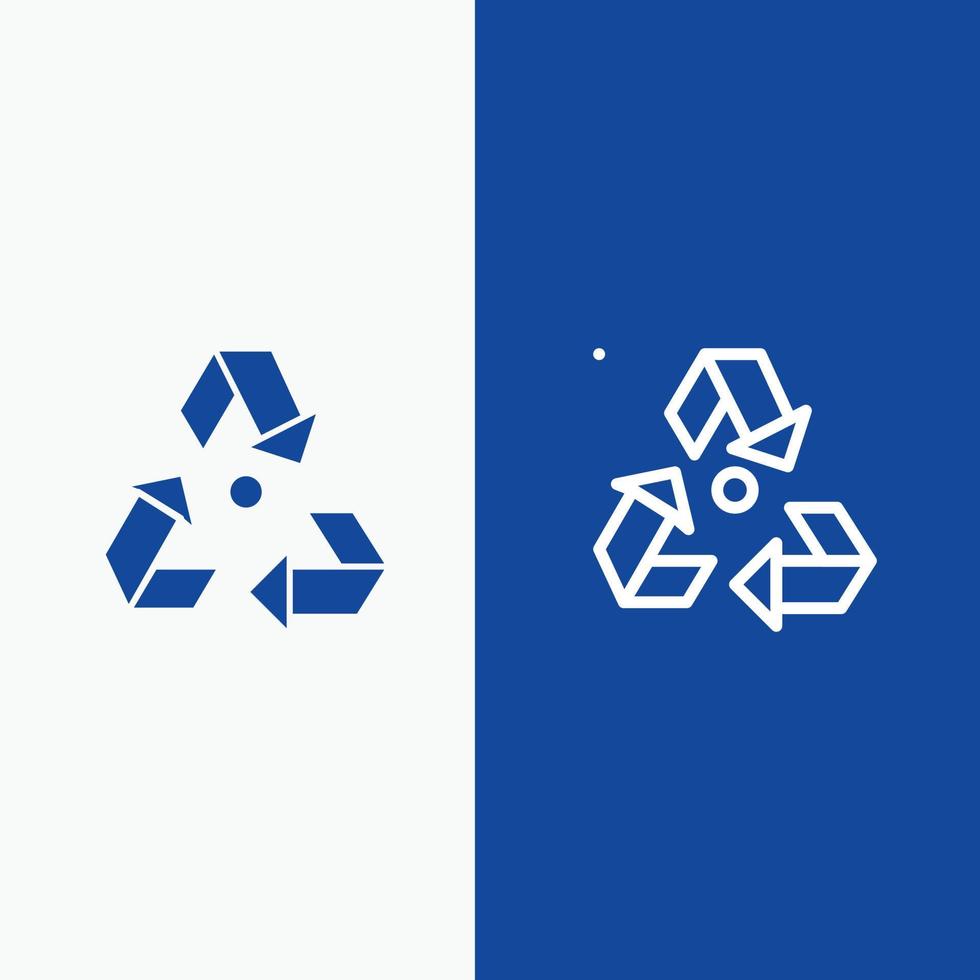 Öko Ökologie Umwelt Müll grüne Linie und Glyphe festes Symbol blaues Banner Linie und Glyphe festes Symbol blaues Banner vektor