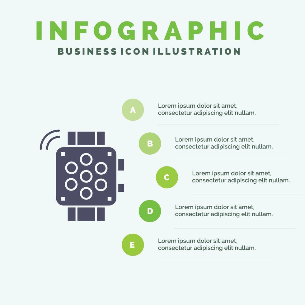 uhrzeiger zeitschaltuhr bildung infografiken präsentationsvorlage 5 schritte präsentation vektor