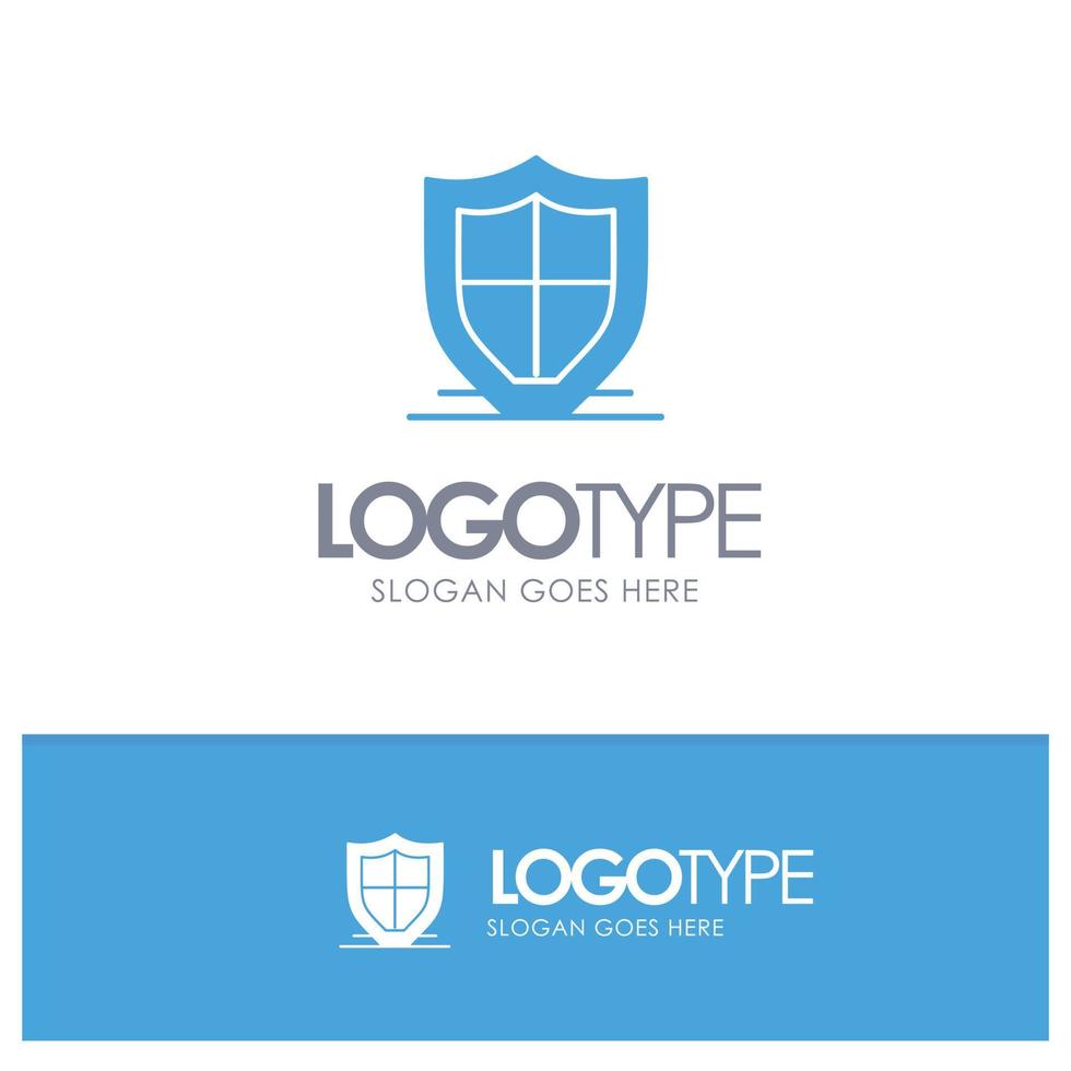 Internet-Schutz-Sicherheits-Sicherheitsschild blaues solides Logo mit Platz für Slogan vektor