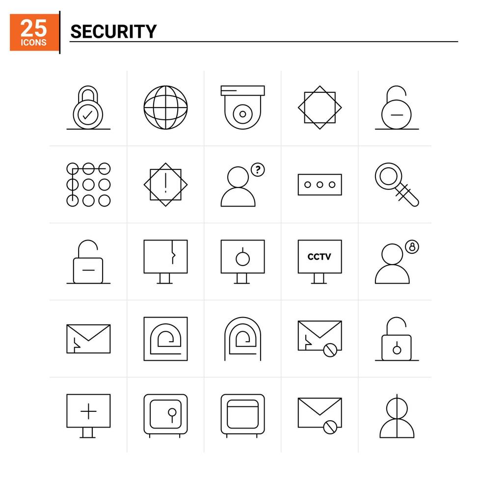 25 Sicherheitssymbole setzen Vektorhintergrund vektor