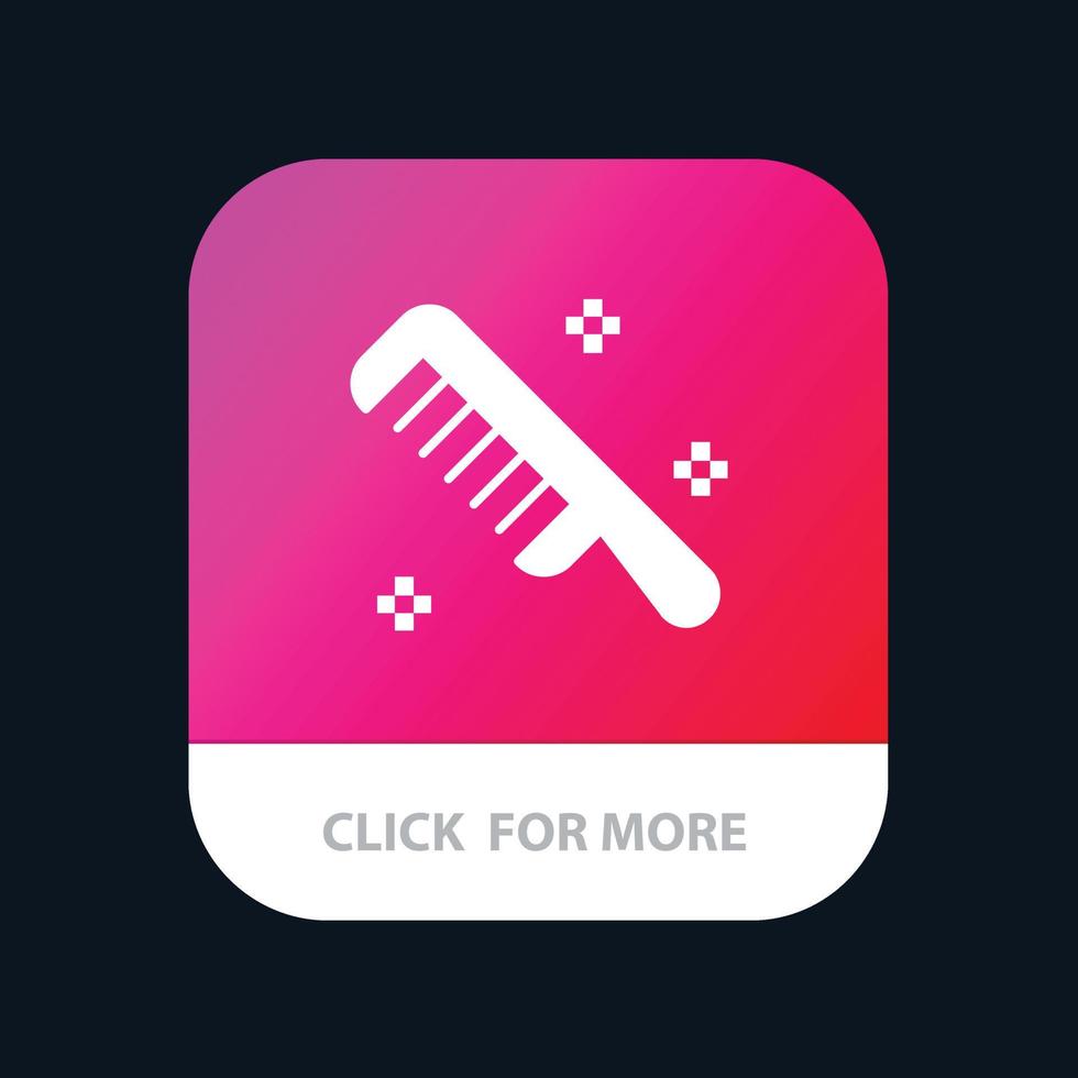 borsta hårkam kosmetisk rena mobil app knapp android och ios glyf version vektor