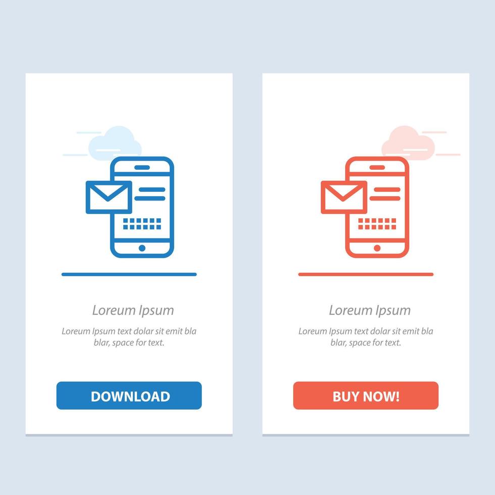 Handy-Nachricht SMS-Chat SMS-Empfang blau und rot herunterladen und jetzt kaufen Web-Widget-Kartenvorlage vektor