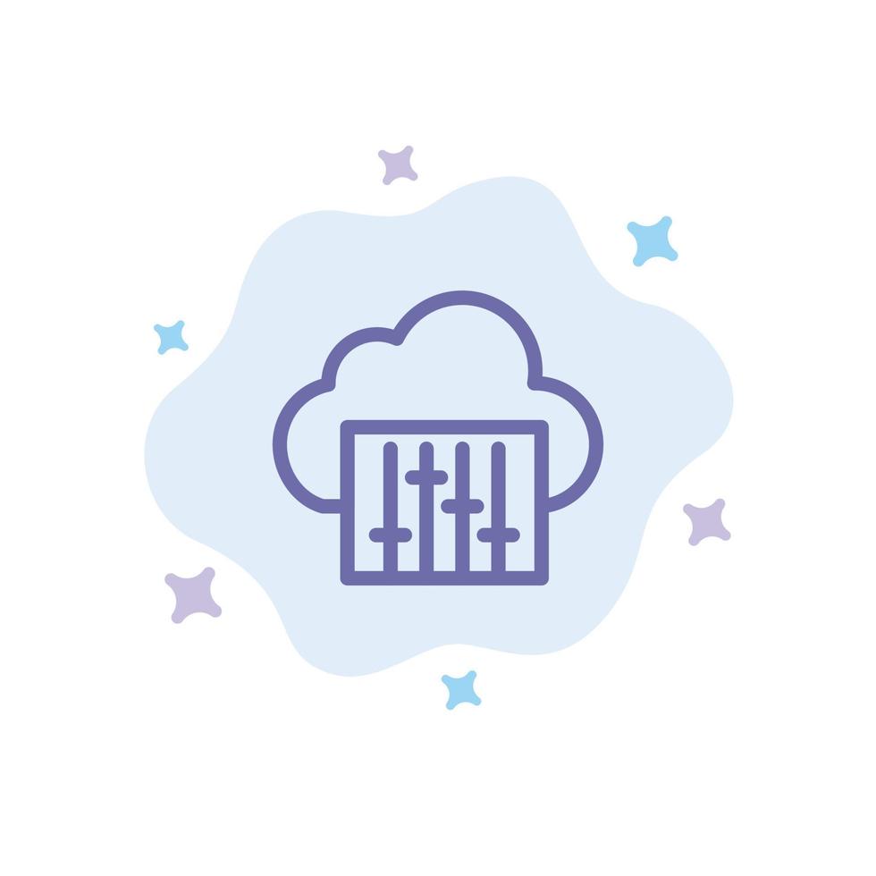 blaues Symbol für Cloud-Verbindungsmusik auf abstraktem Wolkenhintergrund vektor