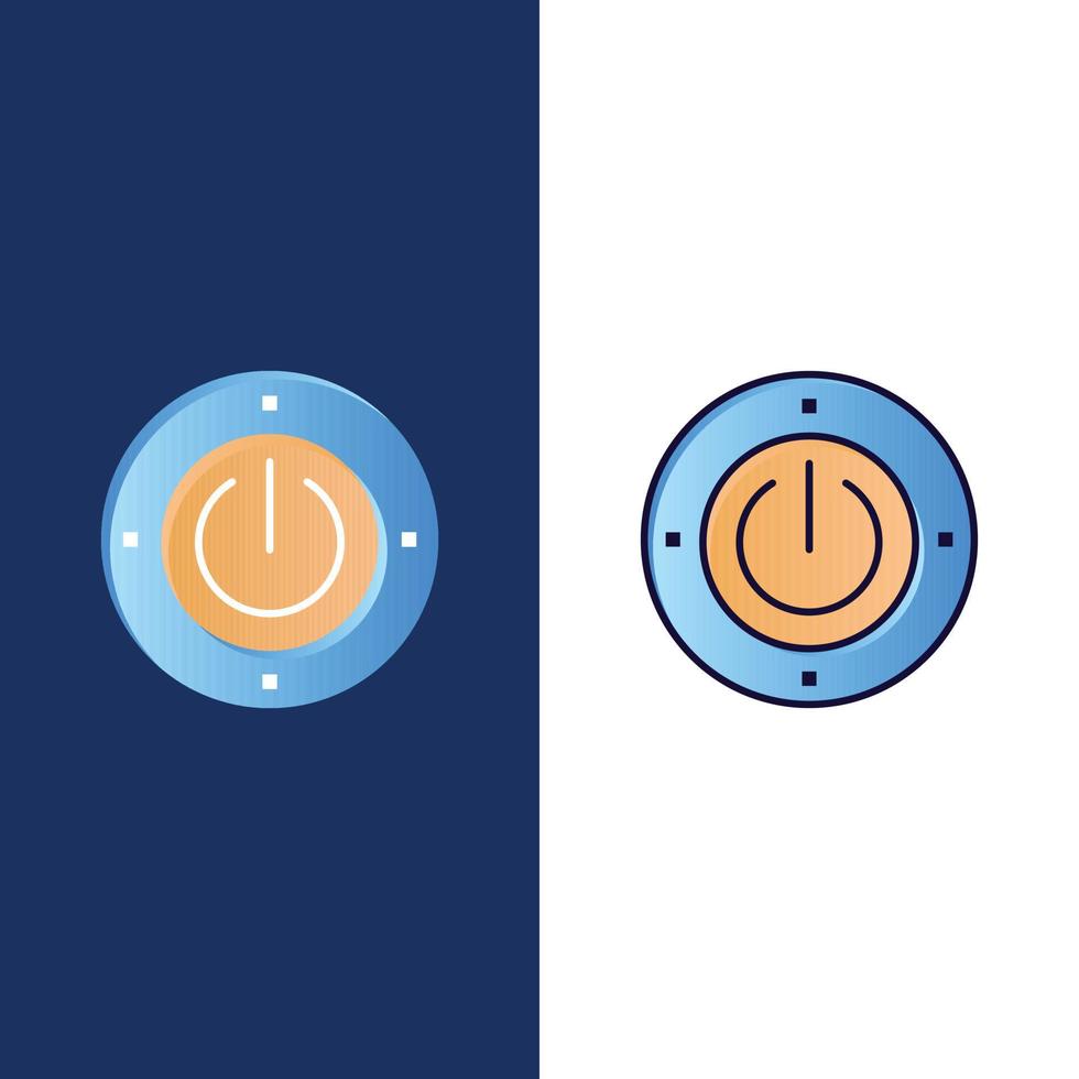 Strom Energie Power Computing Symbole flach und Linie gefüllt Icon Set Vektor blauen Hintergrund