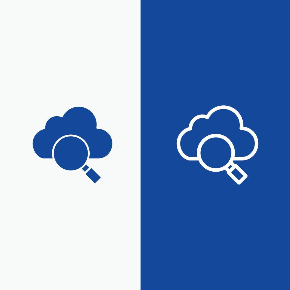 Cloud Search Research Line und Glyph Solid Icon Blue Banner Line und Glyph Solid Icon Blue Banner vektor