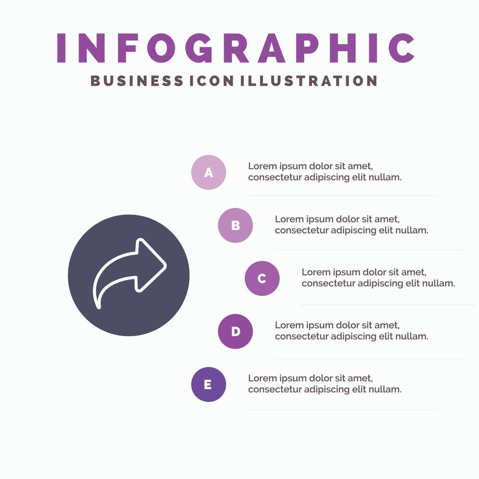 grundläggande pil rätt ui fast ikon infographics 5 steg presentation bakgrund vektor