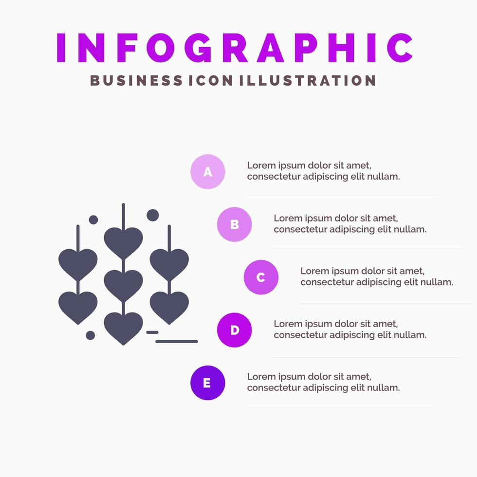 hjärta kärlek kedja fast ikon infographics 5 steg presentation bakgrund vektor