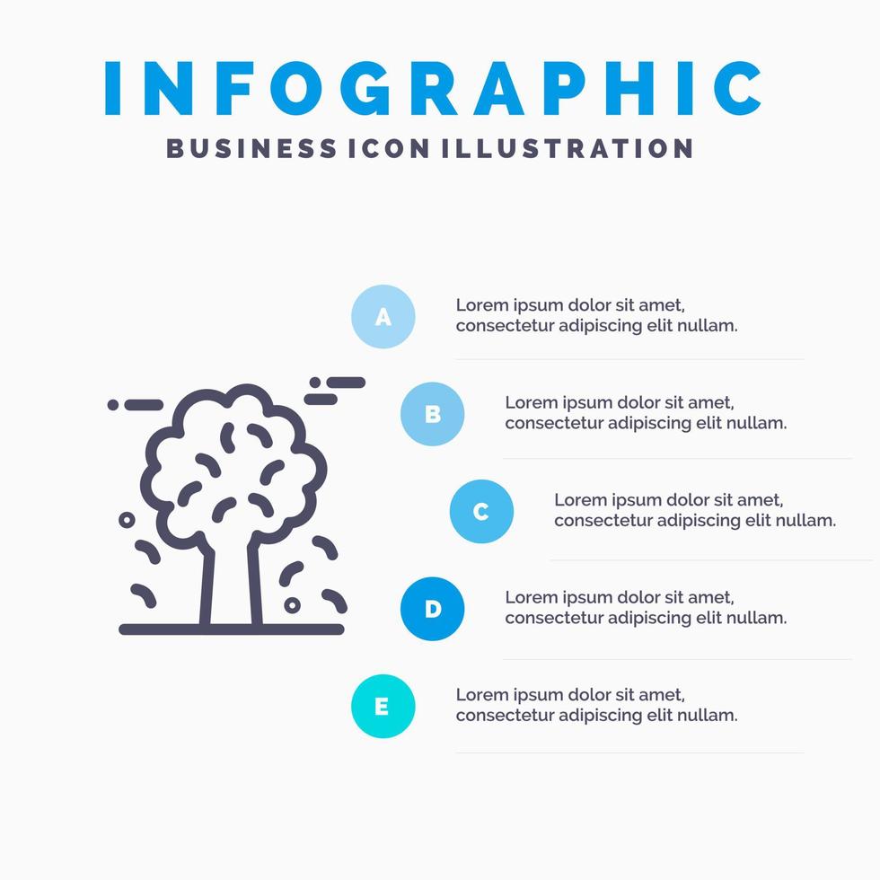 alpina arktisk kanada tall träd skandinavien linje ikon med 5 steg presentation infographics bakgrund vektor