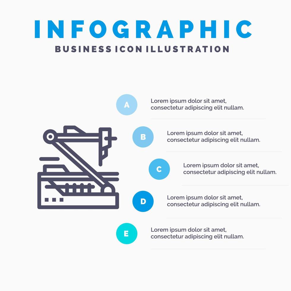 framtida medicinsk medicin robot robotik linje ikon med 5 steg presentation infographics bakgrund vektor