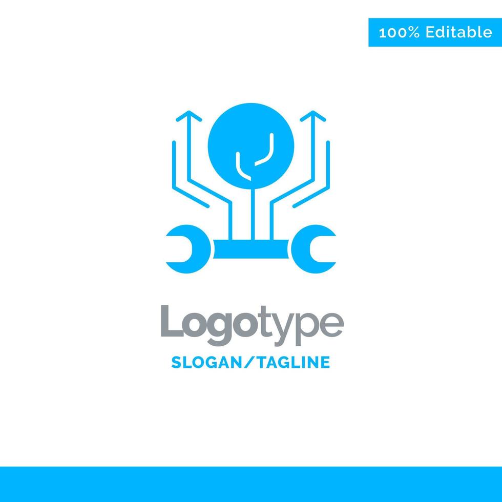 utveckling teknik tillväxt hacka dataintrång blå fast logotyp mall plats för Tagline vektor