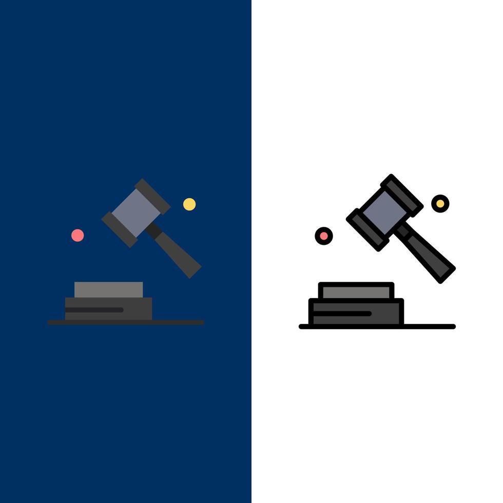 Business Copyright Digital Law Icons flach und Linie gefüllt Icon Set Vektor blauen Hintergrund