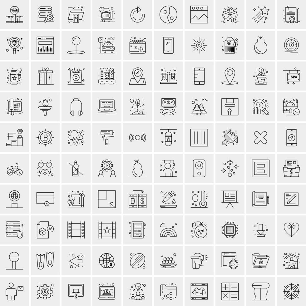 uppsättning av 100 kreativ företag linje ikoner vektor
