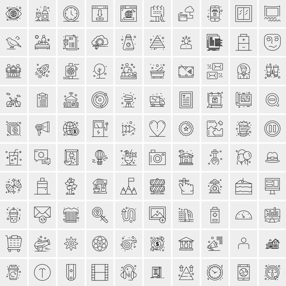 satz von 100 kreativen geschäftszeilensymbolen vektor