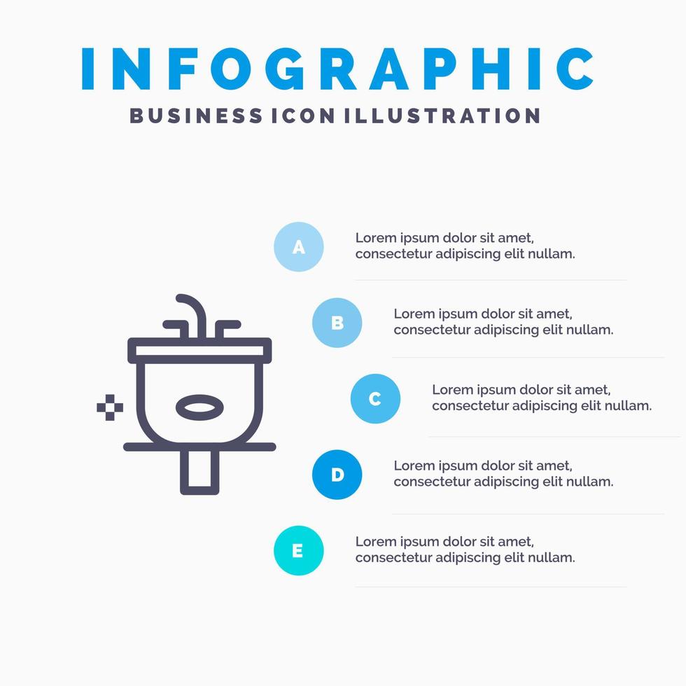 handfat badrum rengöring dusch tvätta linje ikon med 5 steg presentation infographics bakgrund vektor