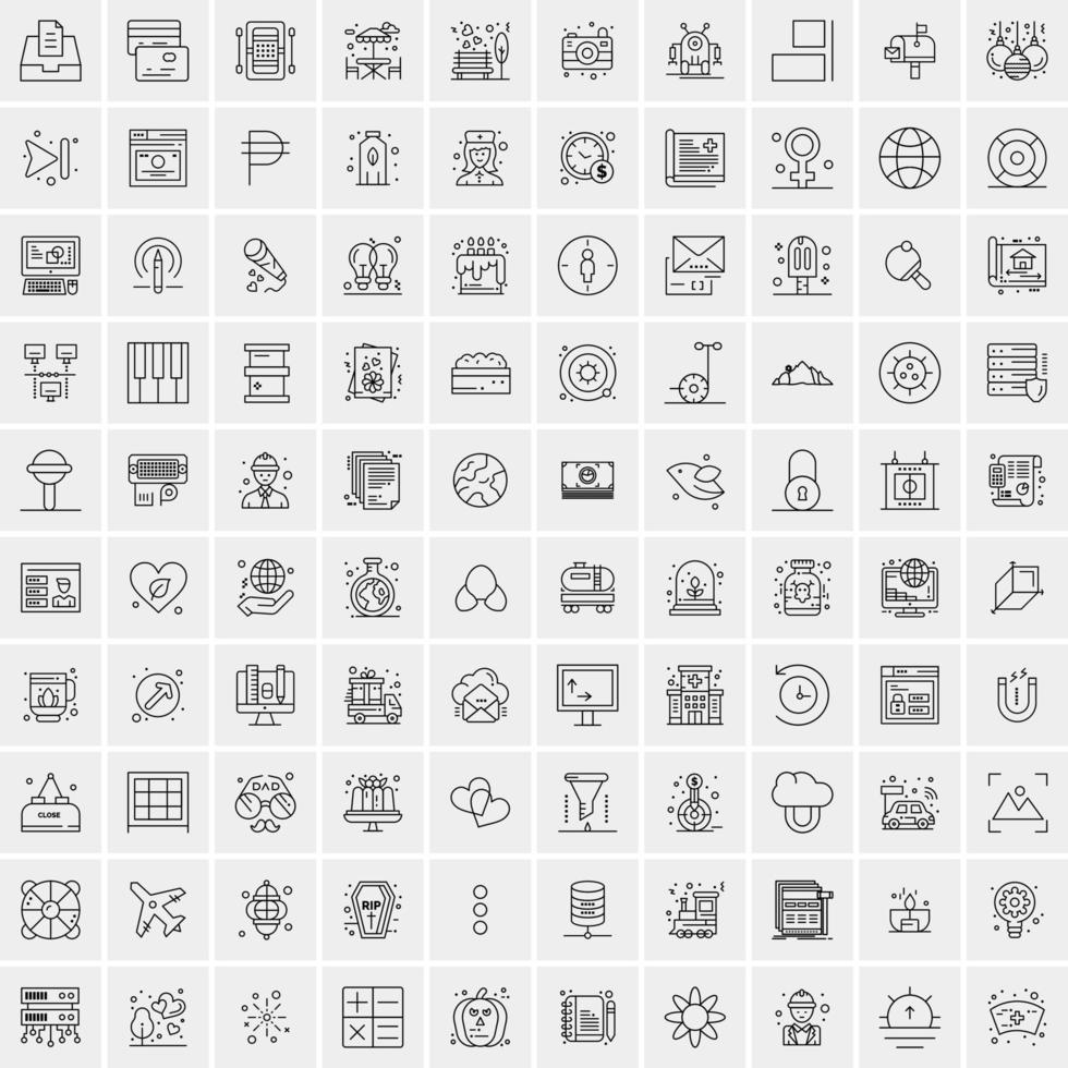 uppsättning av 100 kreativ företag linje ikoner vektor