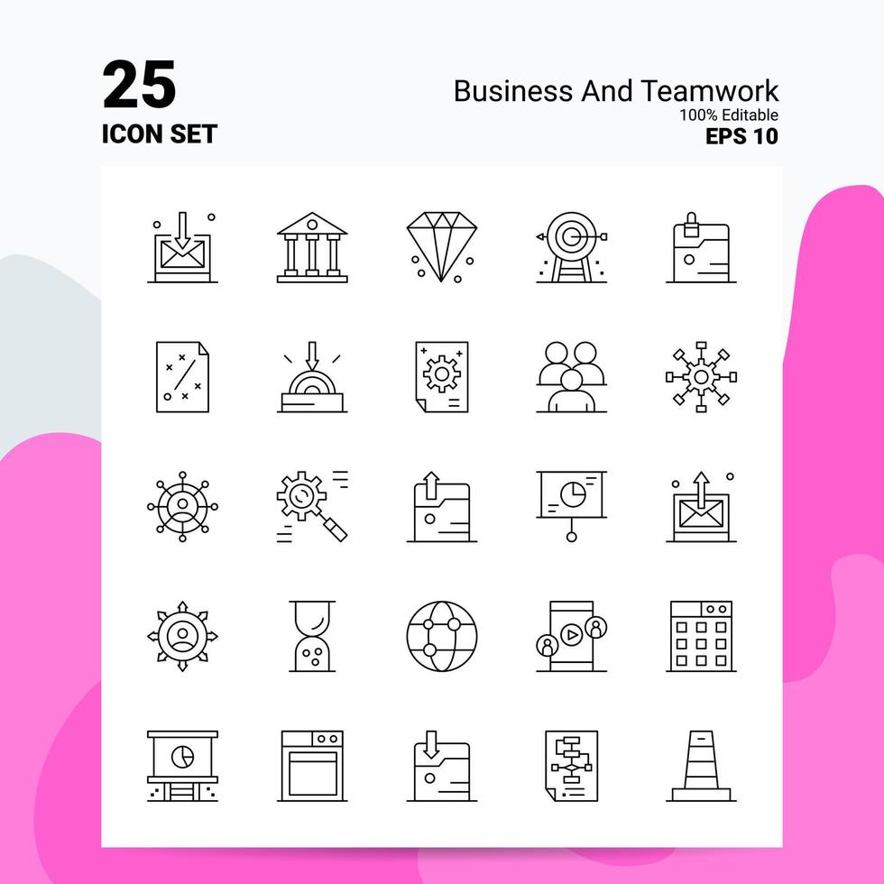 25 Business- und Teamwork-Icon-Set 100 bearbeitbare Eps 10-Dateien Business-Logo-Konzept-Ideen-Line-Icon-Design vektor